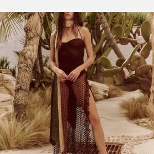 Free People Black and Brown Sheer Maxi Dress